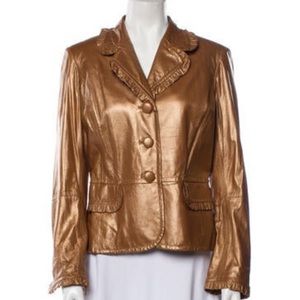 St. John Leather Blazer in Metallic Copper Lamb Size 6